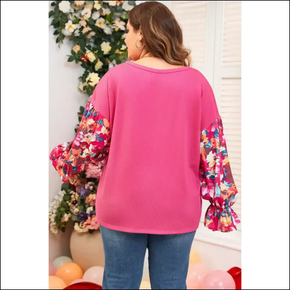 Floral Patchwork Flounce Sleeve: Needful Things Says ?Bloom!’ 🌸 - Plus Size Tops on Sale Worldwide Shipping