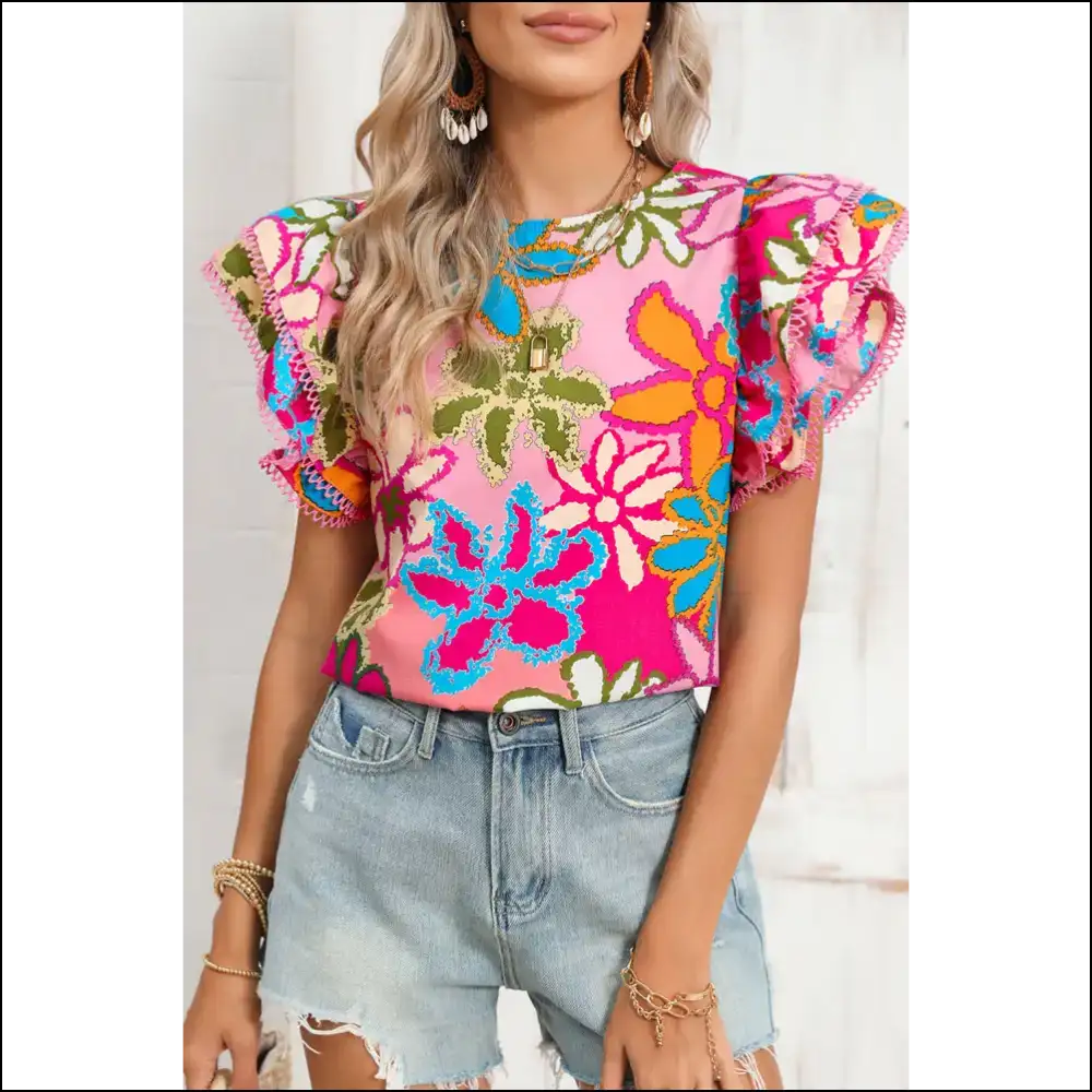 Floral Print Boho Blouse Instant Garden Party - Multicolor / s - Blouses on Sale Worldwide Shipping