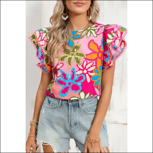 Floral Print Boho Blouse Instant Garden Party - Multicolor / s - Blouses on Sale Worldwide Shipping