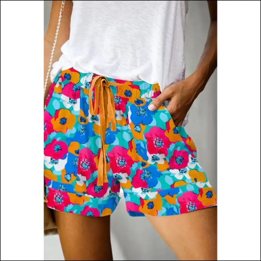 Floral Print Drawstring Shorts: Pants Optional Life Essential! Needful Things 🌸 - Multicolor / s - Shorts on Sale Worldwide Shipping
