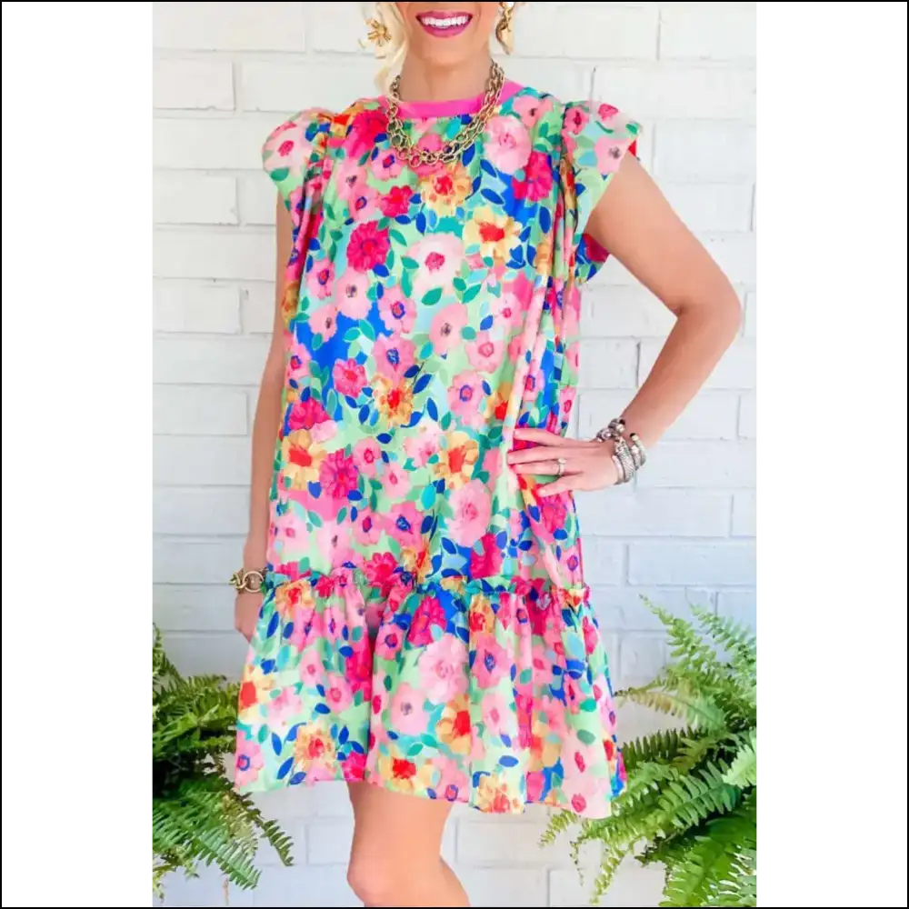 Floral Print Dress: Warning May Cause Spontaneous Dancing 💃 Needful Things - Multicolour / s - Short Dresses on Sale Worldwide Shipping