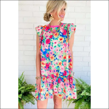 Floral Print Dress: Warning May Cause Spontaneous Dancing 💃 Needful Things - Short Dresses on Sale Worldwide Shipping