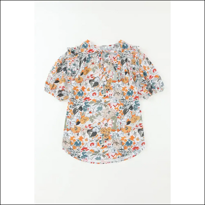 Floral Print Puff Sleeve: Instant Fab just Add you (and Maybe Wine) 🍷 - Blouses on Sale Worldwide Shipping