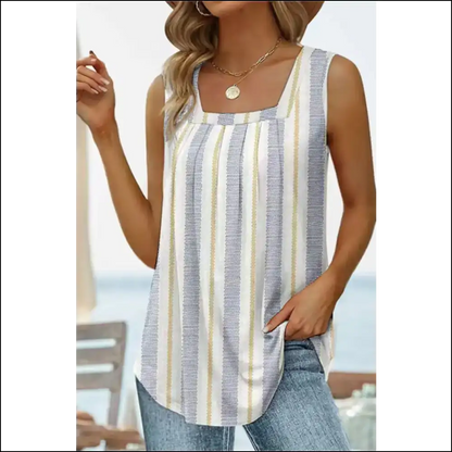 Floral Printed Square Neck Curved Hem Tank - White / Xl - Tops on Sale Worldwide Shipping