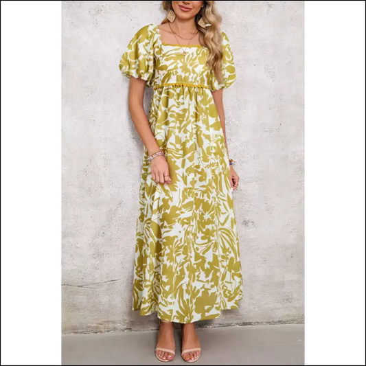 Floral Scalloped Trim: Dress so Good It’s Almost Needful Things! 😈 - Green / s - Maxi Dresses on Sale Worldwide Shipping