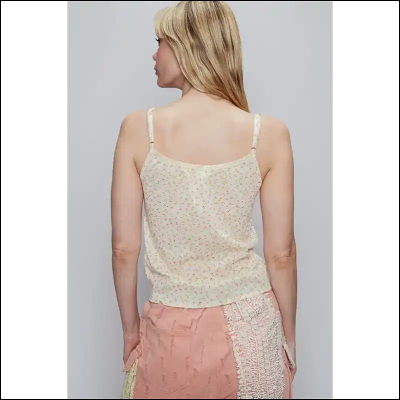 Floral Scoop Neck Cami with Adjustable Straps - Tank Tops on Sale Worldwide Shipping