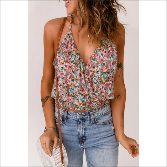 Floral Sexy Wrapped v Neck: Dangerously Cute Needful Things 😈 - Multicolor / s - Camisoles Tank Tops on Sale Worldwide Shipping