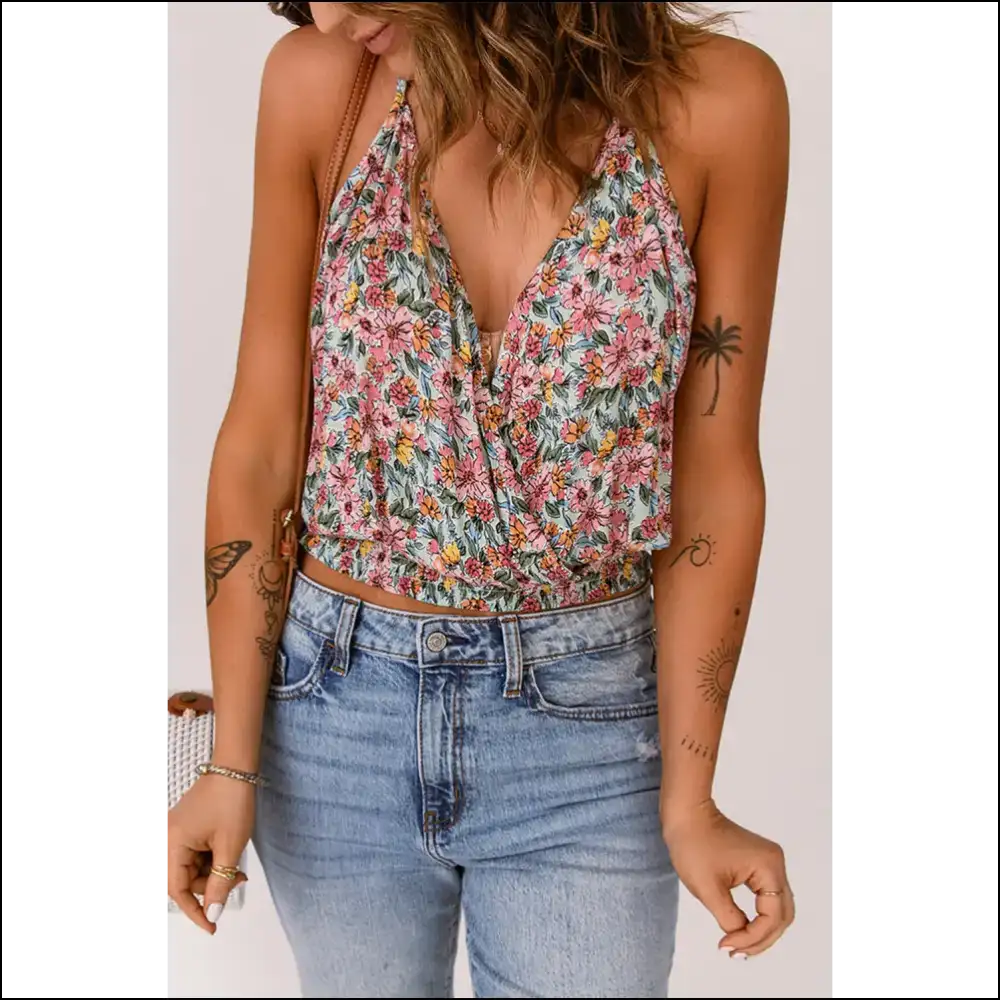 Floral Sexy Wrapped v Neck: Dangerously Cute Needful Things 😈 - Camisoles Tank Tops on Sale Worldwide Shipping