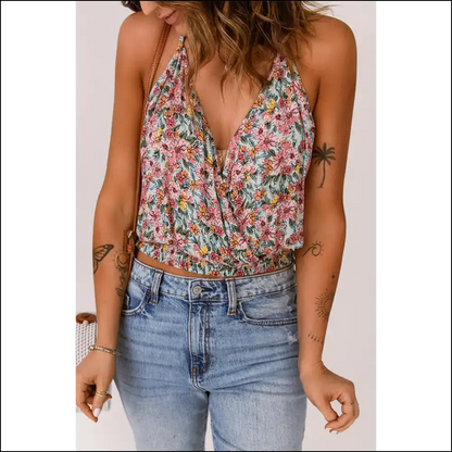 Floral Sexy Wrapped v Neck: Dangerously Cute Needful Things 😈 - Camisoles Tank Tops on Sale Worldwide Shipping