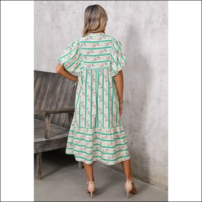 Floral Striped Tie Dress: Needful Things Fab! 💀💐🌈 - Midi Dresses on Sale Worldwide Shipping