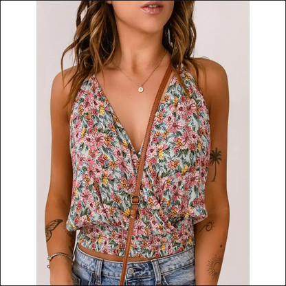 Floral Surplice Cami: for when you Want to Look Cute and Steal the Show! 🌸✨ - Xl - Tank Tops on Sale Worldwide Shipping