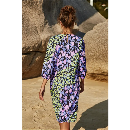 Floral Three Quarter Sleeve Dress - Chic & Stylish - Dresses on Sale Worldwide Shipping