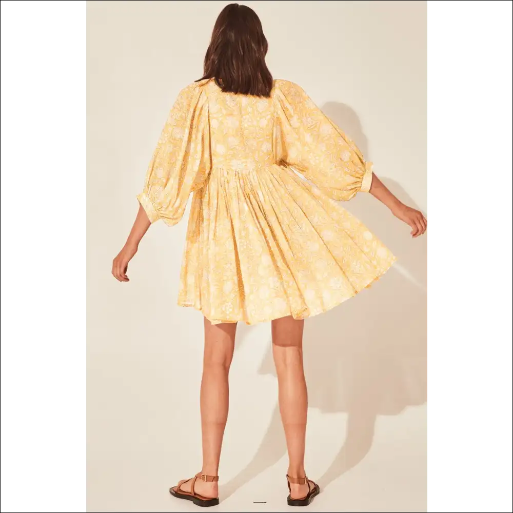 Floral Tie Neck Lantern Sleeve Dress - Chic & Stylish - Dresses on Sale Worldwide Shipping