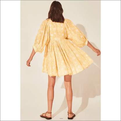 Floral Tie Neck Lantern Sleeve Dress - Chic & Stylish - Dresses on Sale Worldwide Shipping