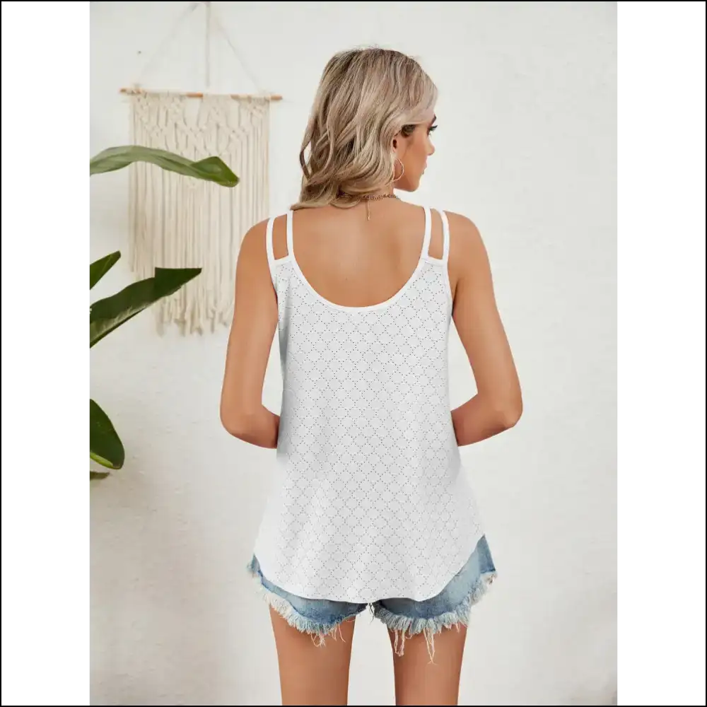 Florira Cutout Eyelet Tank - Chic and Playful - Tops on Sale Worldwide Shipping