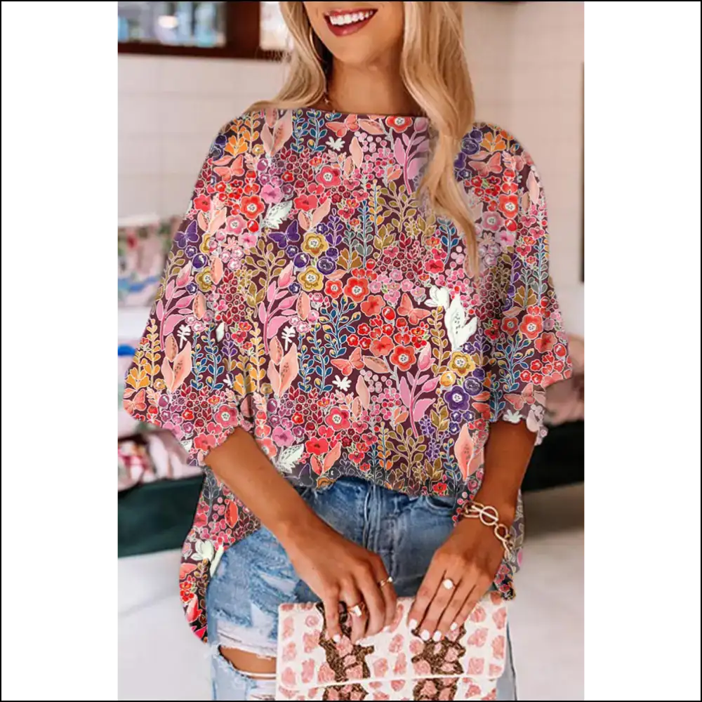 Flower Power Blouse Polyester Paradise - Multicolor / s - Blouses on Sale Worldwide Shipping