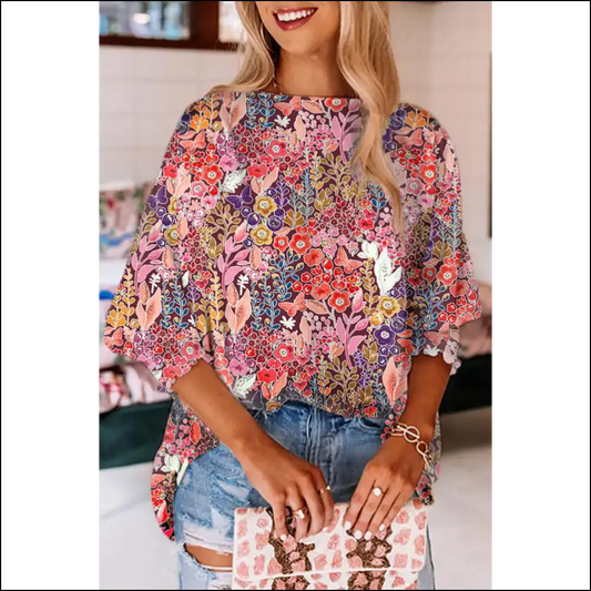 Flower Power Blouse Polyester Paradise - Multicolor / s - Blouses on Sale Worldwide Shipping
