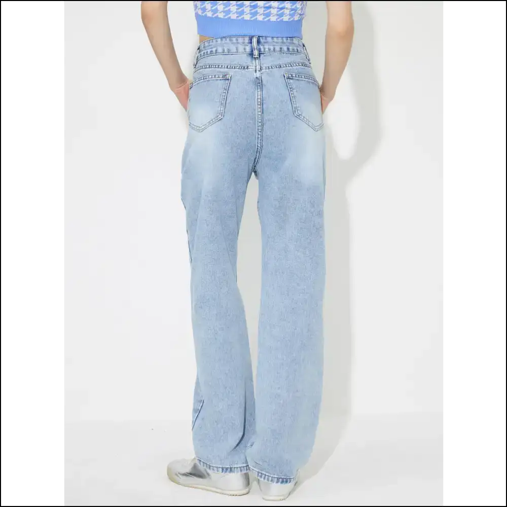Flower Power your Way to Fashionable Success in High Rise Straight Legs 🌼👖 - Jeans on Sale Worldwide Shipping