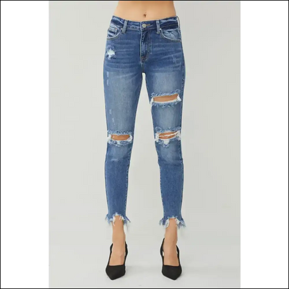 Fray your Worries Away: Embrace the Risen Distressed Slim Jeans! - Jeans on Sale Worldwide Shipping