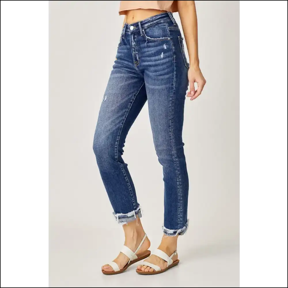 Frayed Cuffed Straight Jeans: Fashion Statements that Won’t Quit! 😂👖 - Jeans on Sale Worldwide Shipping