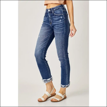 Frayed Cuffed Straight Jeans: Fashion Statements that Won’t Quit! 😂👖 - Jeans on Sale Worldwide Shipping