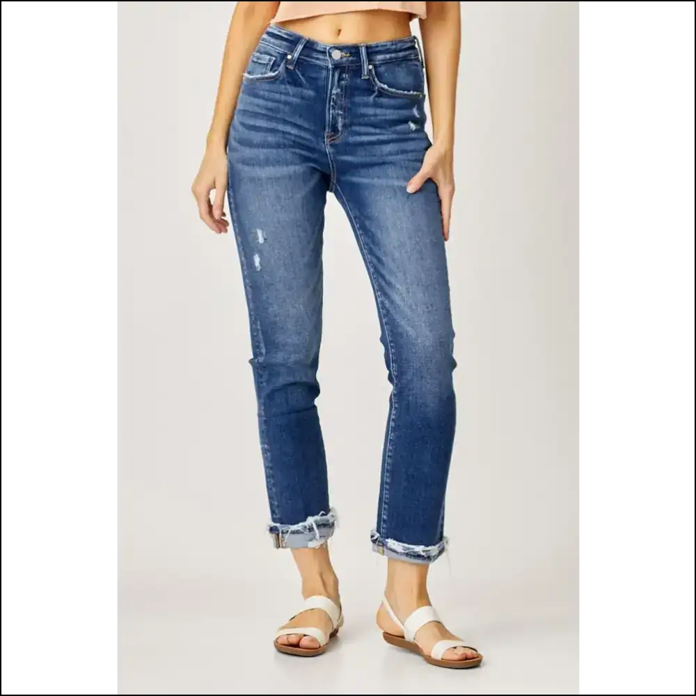 Frayed Cuffed Straight Jeans: Fashion Statements that Won’t Quit! 😂👖 - Jeans on Sale Worldwide Shipping
