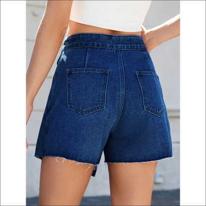 Frayed Hem Asymmetrical Denim Skort - Trendy & Chic - Skorts Shorts on Sale Worldwide Shipping