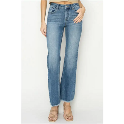 Frayed Hem Bootcut Jeans: Slay the Day with Style and Sass 😎✨ - Blue / 3 - Jeans on Sale Worldwide Shipping