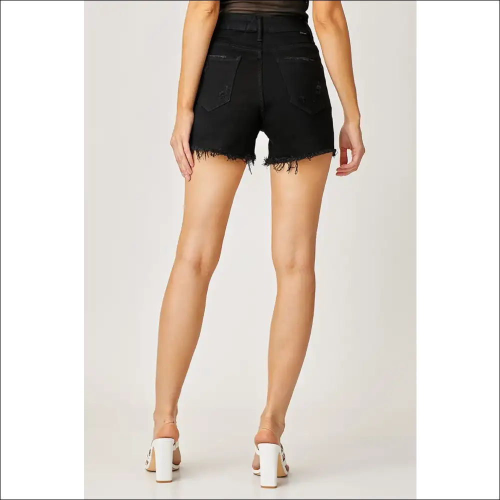 Frayed Hem Denim Shorts with Fringe Detail Pockets - on Sale Worldwide Shipping