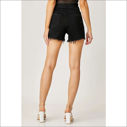 Frayed Hem Denim Shorts with Fringe Detail Pockets - on Sale Worldwide Shipping