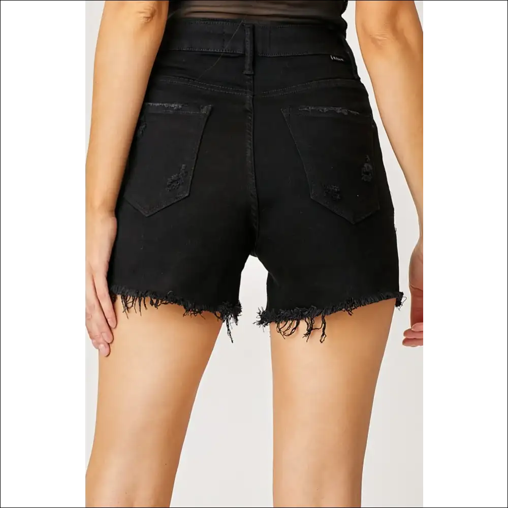 Frayed Hem Denim Shorts with Fringe Detail Pockets - on Sale Worldwide Shipping