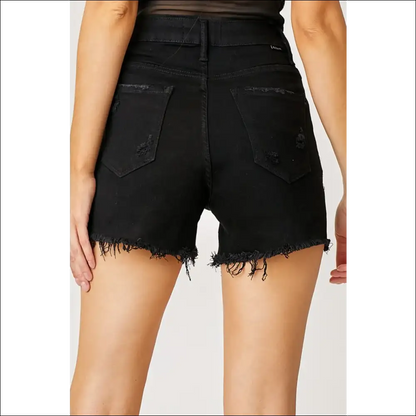 Frayed Hem Denim Shorts with Fringe Detail Pockets - on Sale Worldwide Shipping