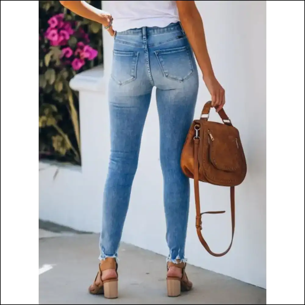 Frayed Hem Skinny Jeans: Because who Needs Perfect when you can be Distressed? 😜 - Jeans on Sale Worldwide Shipping
