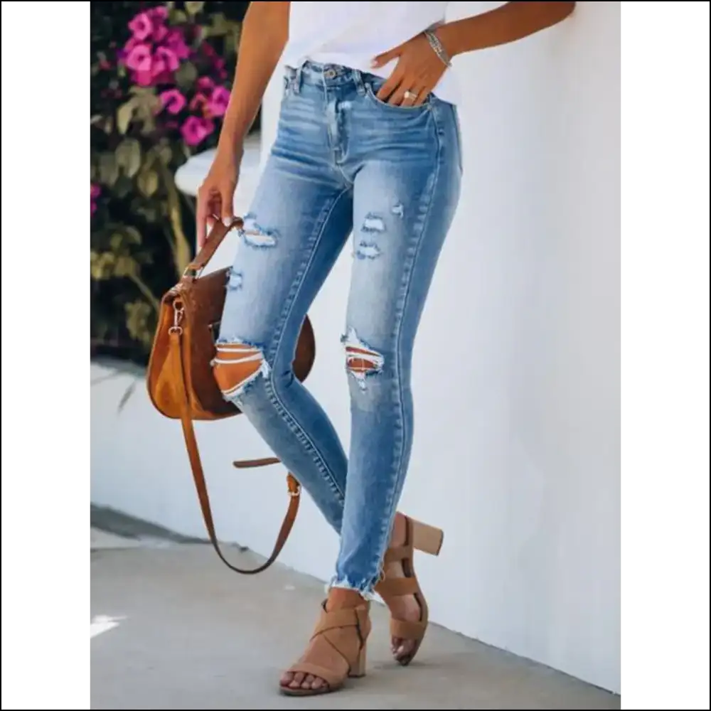 Frayed Hem Skinny Jeans: Because who Needs Perfect when you can be Distressed? 😜 - Jeans on Sale Worldwide Shipping