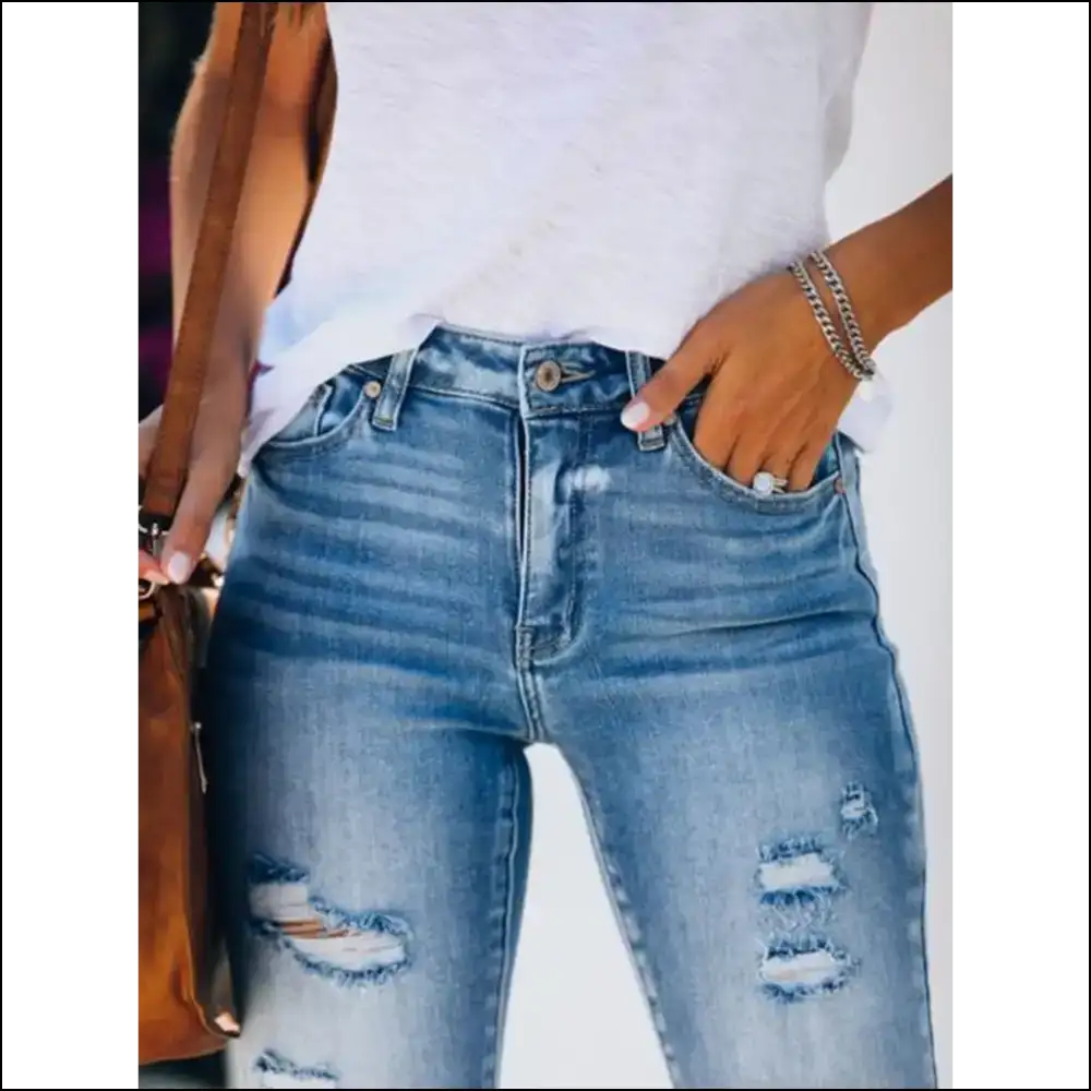 Frayed Hem Skinny Jeans: Because who Needs Perfect when you can be Distressed? 😜 - Jeans on Sale Worldwide Shipping