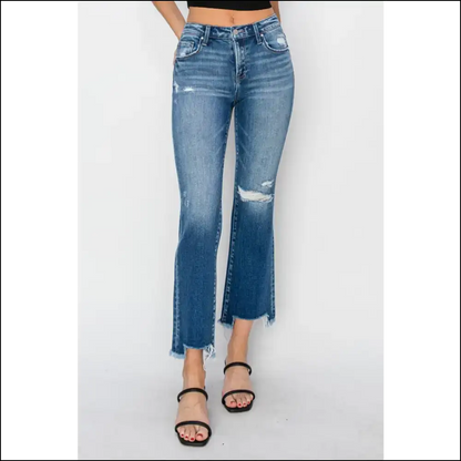 Frayed Step Hem Jeans: Because Graceful is so Last Season Darling! 😏💃 - Dark / 13 - Jeans on Sale Worldwide Shipping