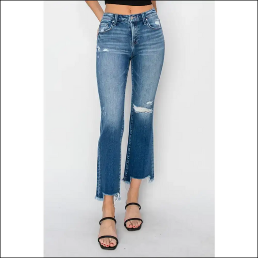 Frayed Step Hem Jeans: Because Graceful is so Last Season Darling! 😏💃 - Dark / 13 - Jeans on Sale Worldwide Shipping