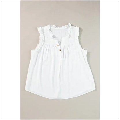 Frill Notched Sleeveless Tank - Tops on Sale Worldwide Shipping
