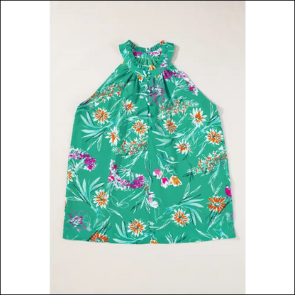 Frill Printed Grecian Tank - Chic & Playful Style - Tops on Sale Worldwide Shipping