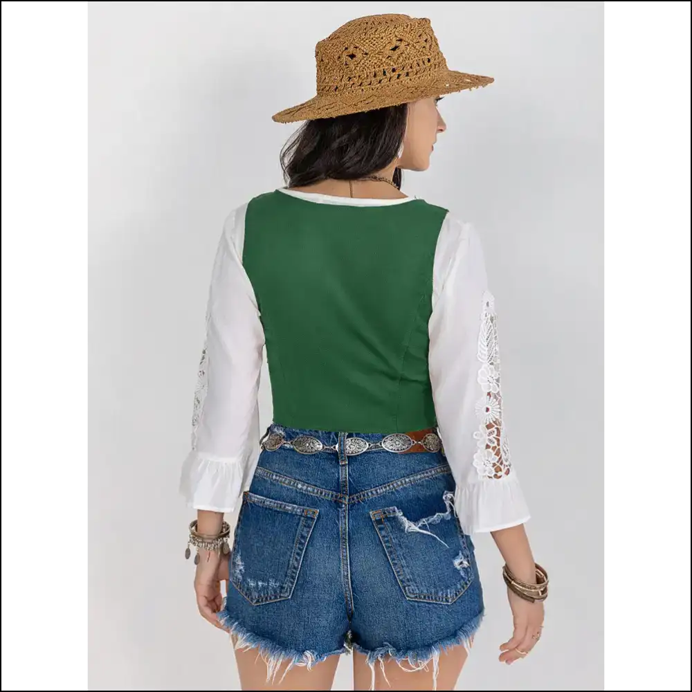 Fringe Lace-up Wide Strap Tank Top - Tops on Sale Worldwide Shipping