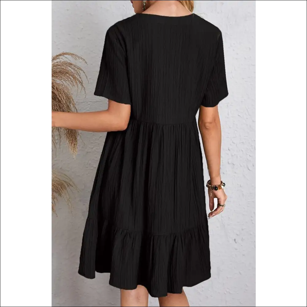 Sassy Ruched V-neck Short Sleeve Dress - Dresses on Sale Worldwide Shipping