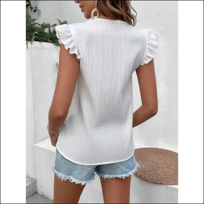 Full Size Ruffled V-neck Tank - Tops on Sale Worldwide Shipping