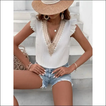 Full Size Ruffled V-neck Tank - Tops on Sale Worldwide Shipping