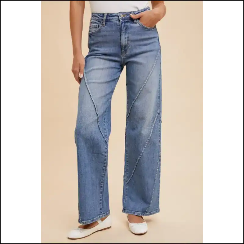 Get Chic with Annie Wear Decorative Seams: Jeans that Love the Dark Side! 😈👖 - Blue / m - on Sale Worldwide Shipping