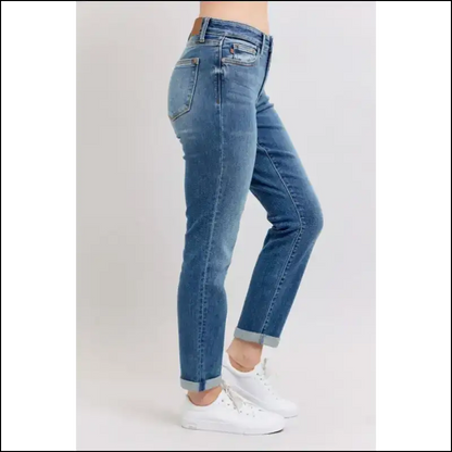 Get Ready to Revolutionize your Rear with Judy Blue’s Mid Rise Skinny Cuff! 😏👖✨ - Jeans on Sale Worldwide Shipping