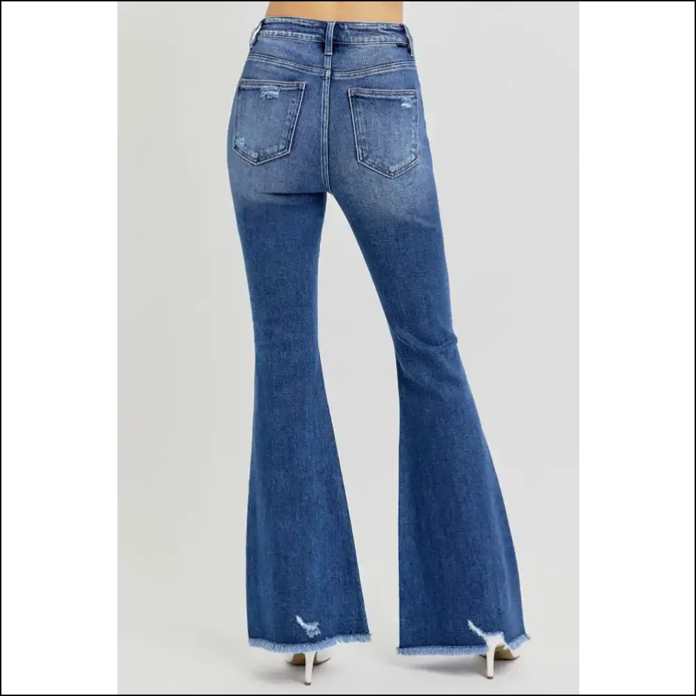 Get Ready to Slay in High Rise Distressed Flare Jeans by Needful Things 💃✨ - on Sale Worldwide Shipping