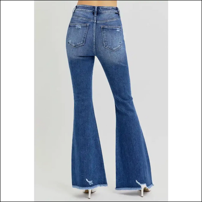 Get Ready to Slay in High Rise Distressed Flare Jeans by Needful Things 💃✨ - on Sale Worldwide Shipping