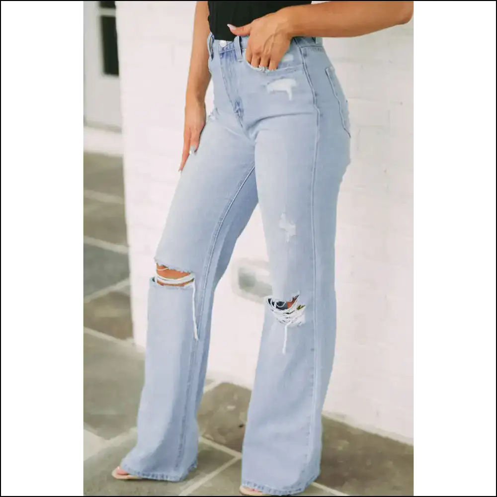 Get Ready to Turn Heads in Chic Distressed High Waist Jeans! 😏 - Jeans on Sale Worldwide Shipping