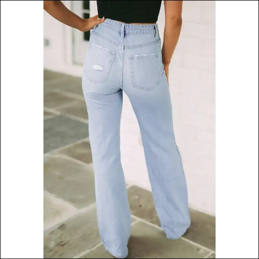 Get Ready to Turn Heads in Chic Distressed High Waist Jeans! 😏 - Jeans on Sale Worldwide Shipping