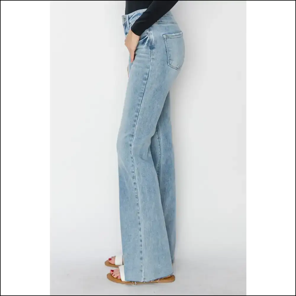 Get Ready to Turn Heads with Risen High Rise Raw Cut Hem Jeans! 💥👖 - Jeans on Sale Worldwide Shipping